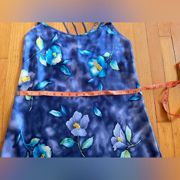 90s Vintage Satin Floral Mini Dress - Picture 7 of 7